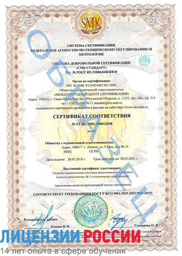 Образец сертификата соответствия Удомля Сертификат ISO 9001